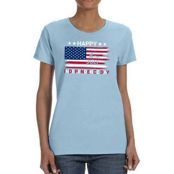 Happy 4th, Independence Day T-Shirt Women -Image by Shutterstock, Female 3X-Large