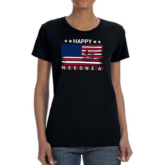 Happy 4th, Independence Day T-Shirt Women -Image by Shutterstock, Female Large