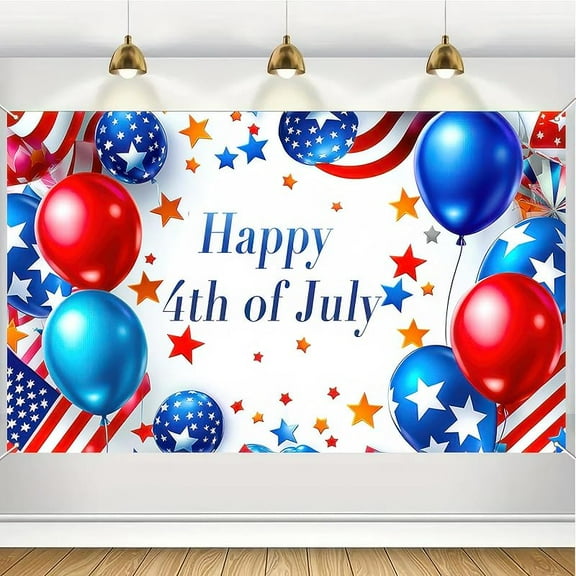 Happy 4th of July Background Banner 71 x 43 Inch America Independence Day Indoor Outdoor Patry Decorations Independence Day Theme Veterans Day Memorial Day Decorations Banner