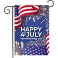 thumbnail image 1 of Happy 4th of July Firework USA Patriotic Memorial Independence Day American Garden Yard Flag 12"x 18" Double Sided Polyester Welcome House Flag Banners for Patio Lawn Outdoor Home Decor, 1 of 6