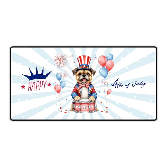 Happy 4th of July Patriotic Brussels Griffon Marching Band Uniform Balloons Fireworks Desk Mat Full Keyboard Mouse Pad Griff Dog Lover Large Mousepad - 13009