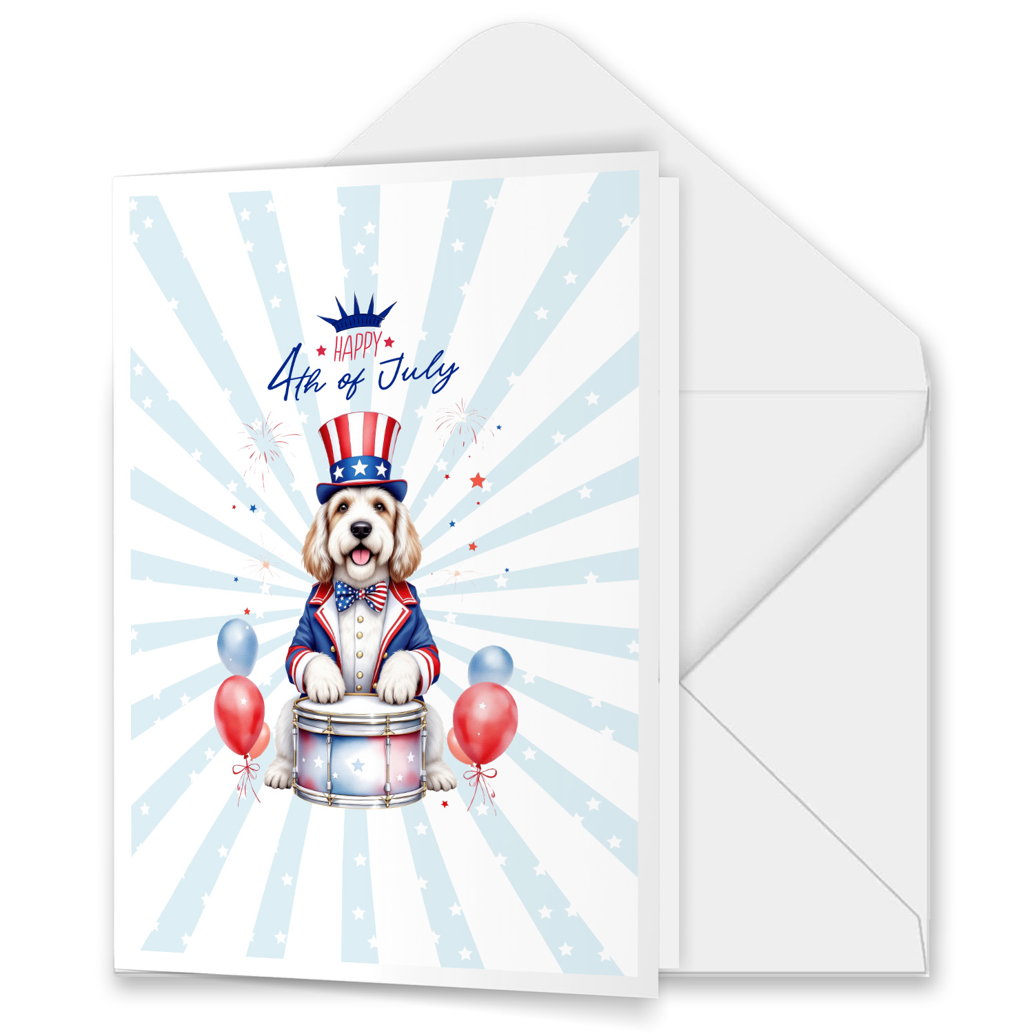 Biglietto D'Auguri Con Cane Da Pastore: Disegno Di Alex Underdown, 15x21cm, Fatto A Mano In UK