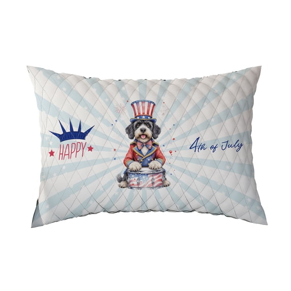 Happy 4th of July Patriotic Portuguese Water Dog Marching Band Uniform Balloons Fireworks Quilt Pillowcase PWD Portie Fishing Dog Lover Throw Pillow Cover Bed Home Decor - 13009