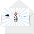 thumbnail image 1 of Happy 4th of July Patriotic Toy Fox Terrier Marching Band Uniform Balloons Fireworks 7x5in Folded Greeting Card Dog Lover Single Note Card with Envelope - 13009, 1 of 5