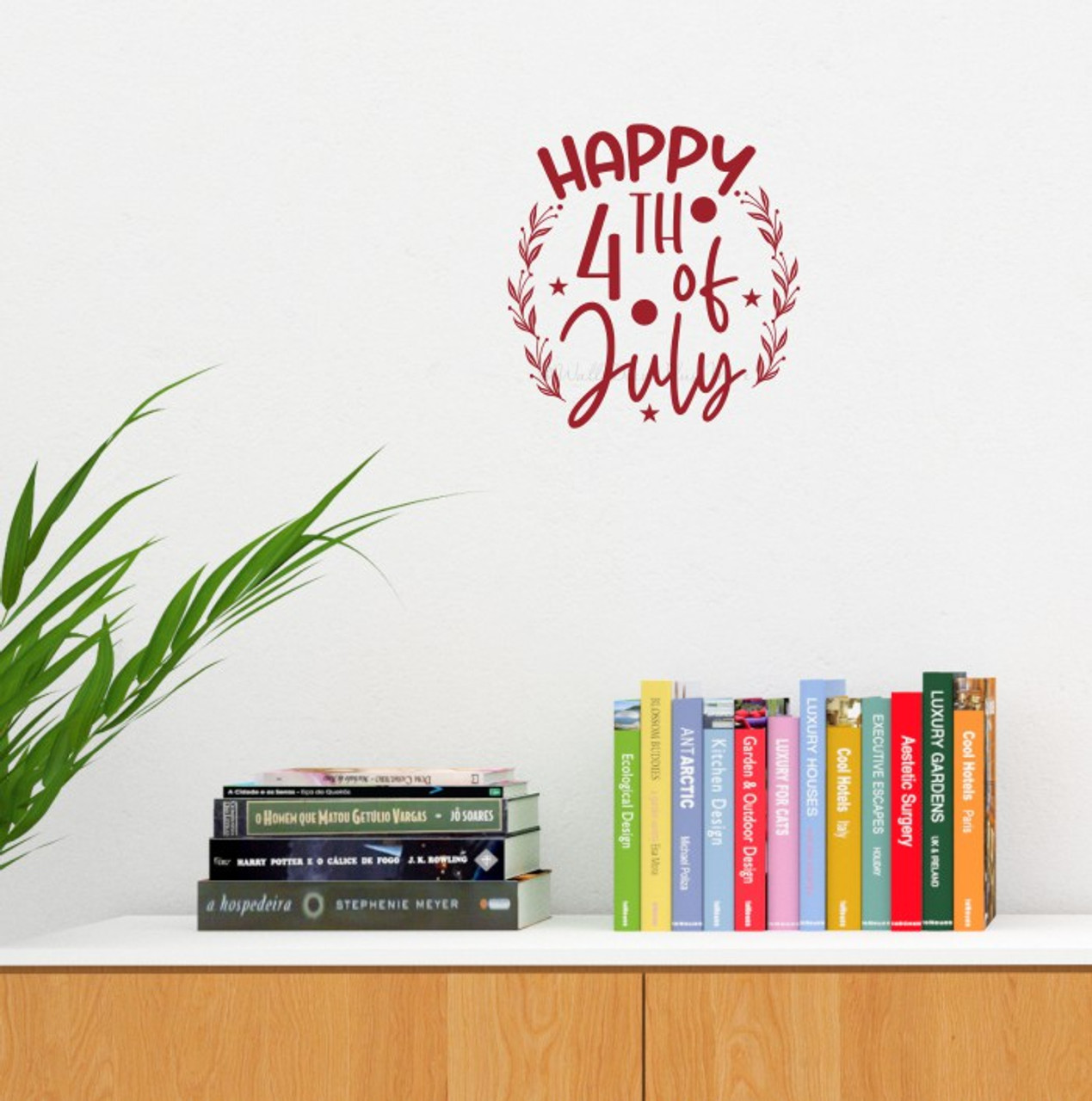 5x9 Sticker Happy 4th of July Patriotic Wall Sticker - Removable Vinyl Wall Art ...
