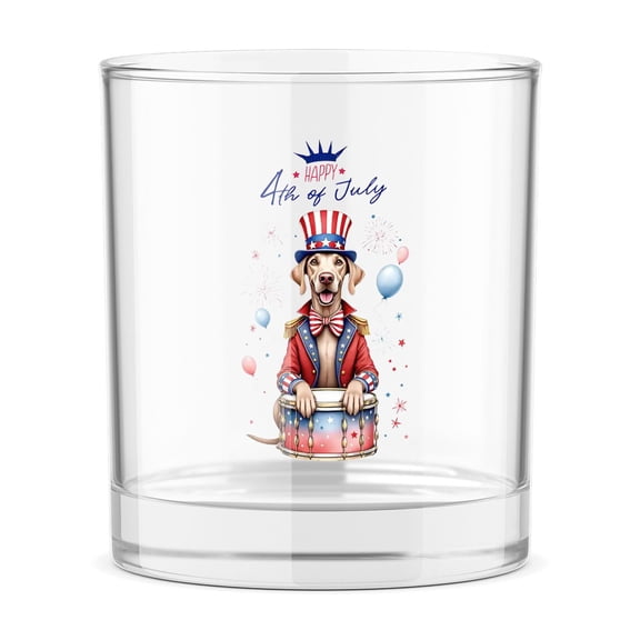 Happy 4th of July Patriotic Weimaraner Marching Band Uniform Balloons Fireworks 11oz Whiskey Glass Mug Weim Gray Ghost Dog Lover Whiskey Cocktail Glasses Cup - 13009