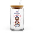 thumbnail image 1 of Happy 4th of July Patriotic Wirehaired Pointing Griffon Marching Band Uniform Balloons Fireworks 16oz Glass Cup Mug Dog Lover Glass Can with Bamboo Lid and Straw - 13009, 1 of 5