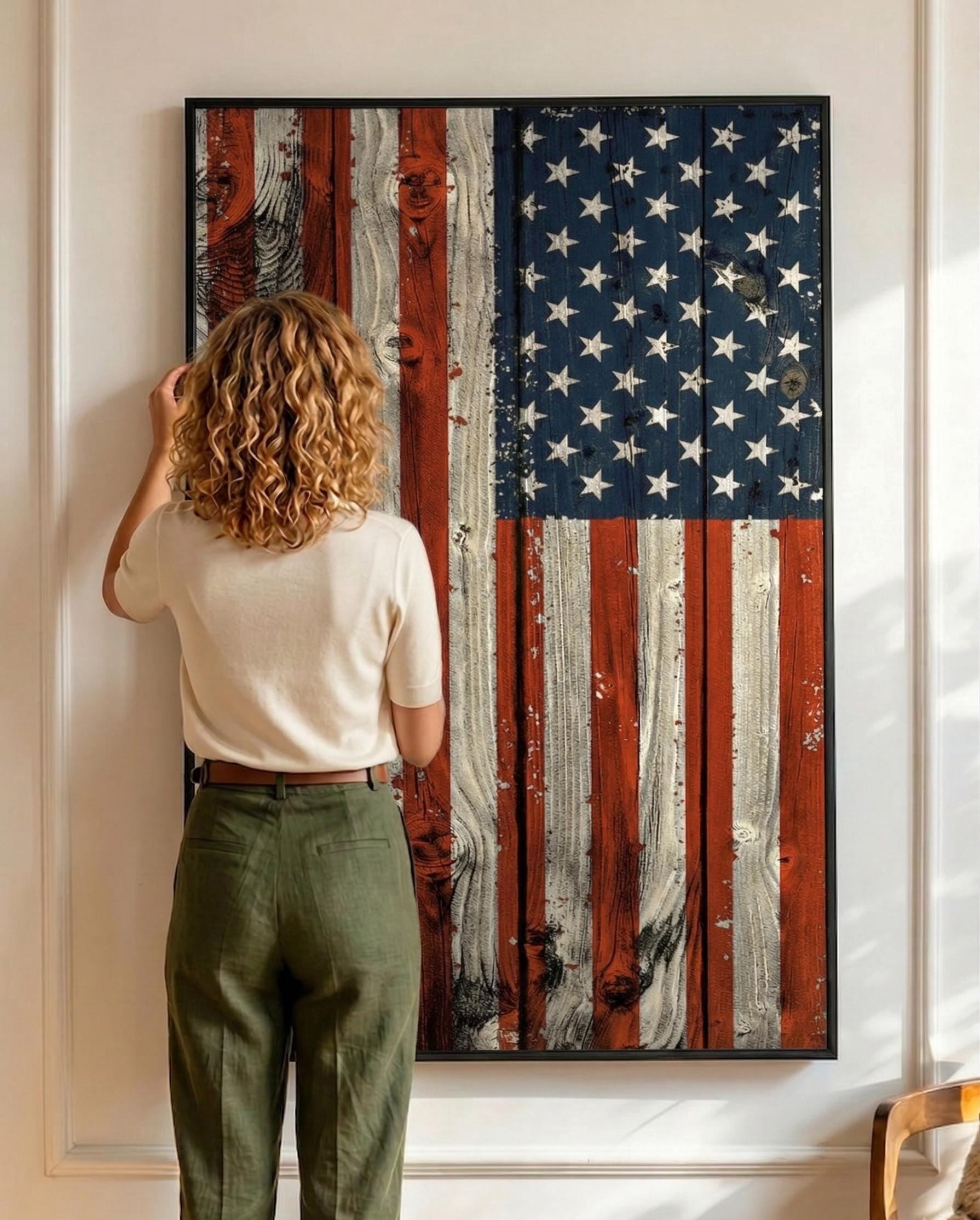 Happy 4th Of July Vintage Patriotic Art Poster or Canvas, American Flag ...
