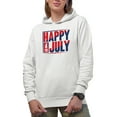 thumbnail image 1 of Happy 4th July, White Hooded Sweatshirt or Hoodie, XL, 1 of 5