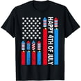thumbnail image 1 of Happy 4th Of July American Flag Fireworks Kids Men Women T-Shirt, 1 of 4