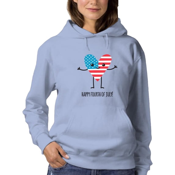 Happy 4th Of July Cartoon Heart Hoodie Women -Image by Shutterstock, Female 4X-Large