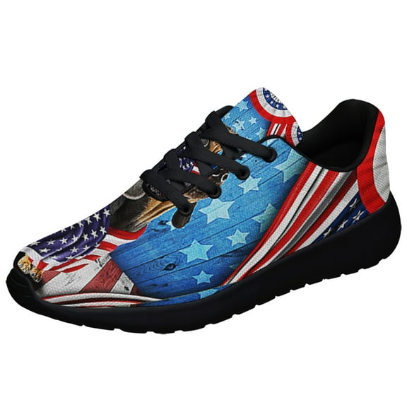 Happy 4th Of July Dachshund Patriotic Dog American flag Shoes Sneakers Black Size 3.5