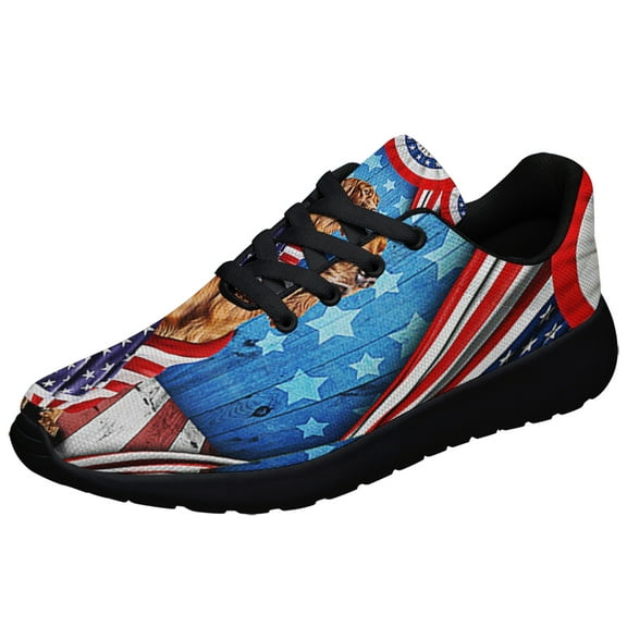Happy 4th Of July Irish Setter Patriotic Dog American flag Shoes Sneakers Black Size 3.5