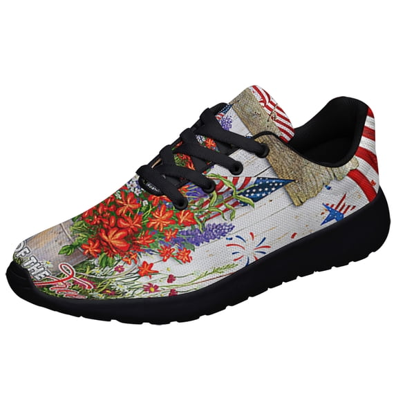 Happy 4th Of July Land Of The Free American flag Shoes Sneakers Black Size 3.5