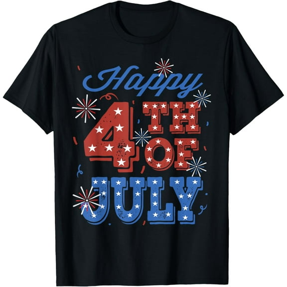 Happy 4th Of July Patriotic American Flag USA Men Kids T-Shirt Tops Tee