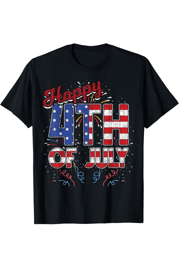 Happy 4th Of July US Flag American Vintage Funny Gifts T-Shirt