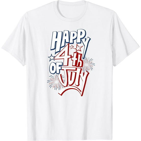 Happy 4th Of July USA Flag Firework Independence Day T-Shirt
