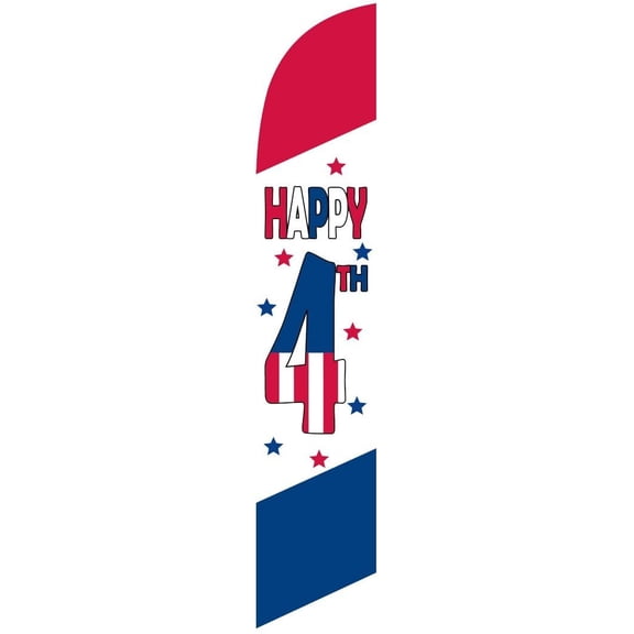 Happy 4th of July Feather Banner Swooper Flag - NO WIND REQUIRED - Replacement FLAG ONLY
