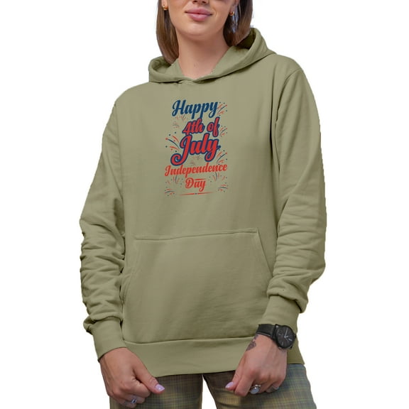 Happy 4th of July Independence Day, Sand Hooded Sweatshirt or Hoodie, XL
