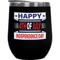 thumbnail image 1 of Happy 4th of July, Independence Day with Stars, Black 12oz Wine Tumbler, 1 of 1