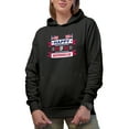 thumbnail image 1 of Happy 4th of July, Independence Day with USA Flags, Black Hooded Sweatshirt or Hoodie, XL, 1 of 5