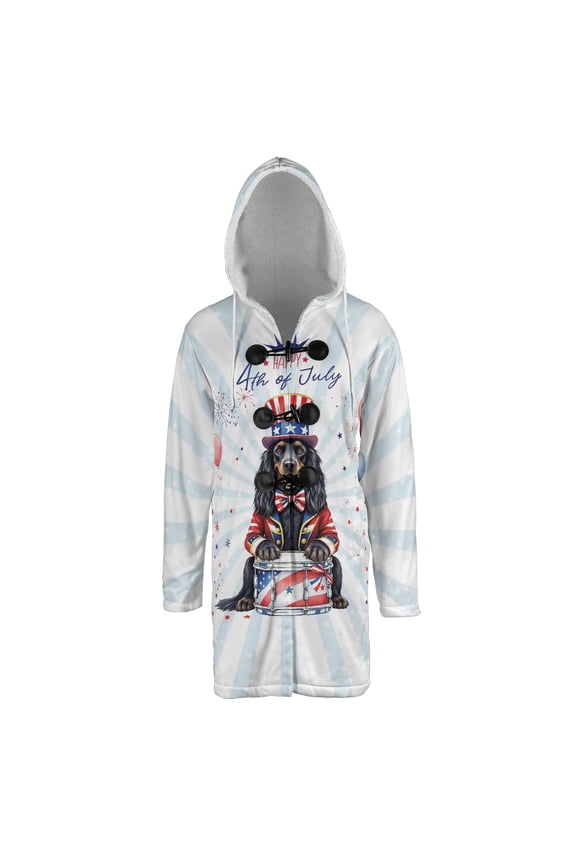 Happy 4th of July Patriotic Afghan Hound Marching Band Uniform Balloons Fireworks All Over Print 3D Hooded Duffle Toggle Coat Dog Lover - 13009