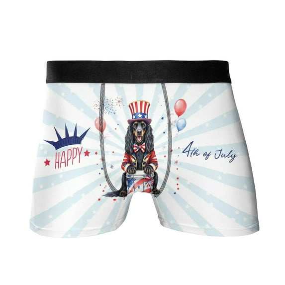 Happy 4th of July Patriotic Afghan Hound Marching Band Uniform Balloons Fireworks All Over Print Boxer Briefs Underwear for Men Dad Dog Lover - 13009
