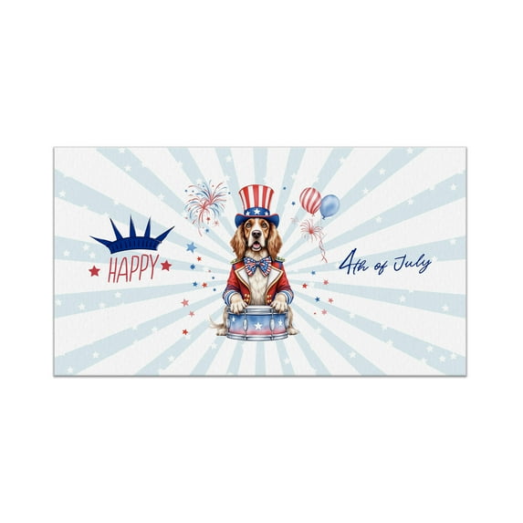 Happy 4th of July Patriotic English Setter Marching Band Uniform Balloons Fireworks Doormat Dog Lover Indoor Outdoor Welcome Mat - 13009