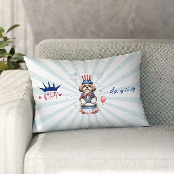 Happy 4th of July Patriotic Shih Tzu Marching Band Uniform Balloons Fireworks Pillowcase Double Sided Lion Dog Lover Gifts Pillow Case Covers - 13009
