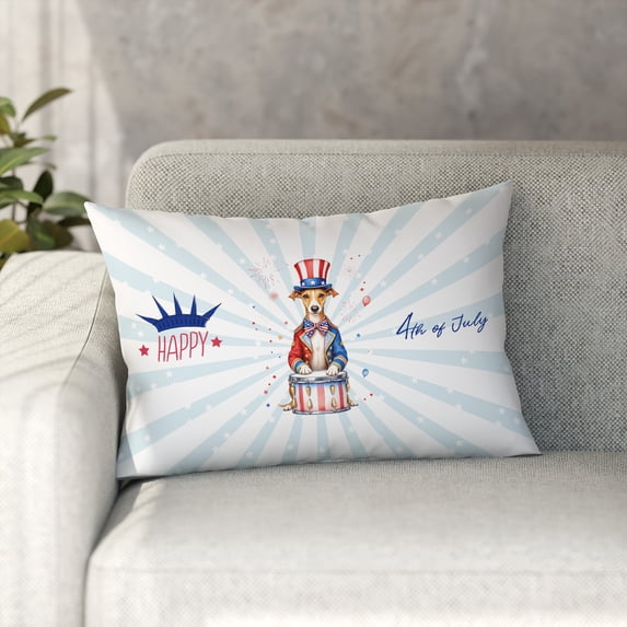 Happy 4th of July Patriotic Whippet Marching Band Uniform Balloons Fireworks Pillowcase Double Sided Dog Lover Pillow Case Covers - 13009