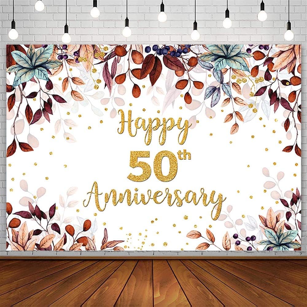 Happy 50th Anniversary Backdrop for Couple Wedding Party Decorations ...