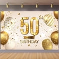 thumbnail image 1 of Happy 50th Birthday Backdrop Banner 50 Years Old Bday Background Decorations for Women Men Her Him Photography Party Supplies White Gold, 1 of 4