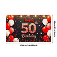 thumbnail image 1 of Happy 50th Birthday Backdrop Banner with Balloons Star Decors Party Supplies Birthday Decoration Photography Props Birthday Party Background, 1 of 8