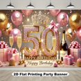 thumbnail image 1 of Happy 50th Birthday Backdrop Pink Gold Balloons Fabulous 50th Birthday Background for Women Glitter Diamond Crown Fifty Years Old Age Birthday Party Decorations Banner Photo Booth Props, 1 of 5