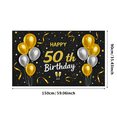 thumbnail image 1 of Happy 50th Birthday Banner with Golden Silver Balloons Stars Backdrop Party Decoration for Birthday Party Photography Props Home Decorations, 1 of 8