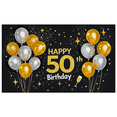 thumbnail image 1 of Happy 50th Birthday Banner with Golden Silver Balloons Stars Backdrop Party Decoration for Birthday Party Photography Props Home Decorations, 1 of 7