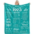 thumbnail image 1 of Happy 50th Birthday Gifts for Women Men Blanket 1973 50th Birthday Anniversary Weeding Decorations Turning 50 Year Old Bday Gift Idea for Wife Husband Mom Dad Back in 1973 Throw Blanket 60Lx50W Inch, 1 of 6