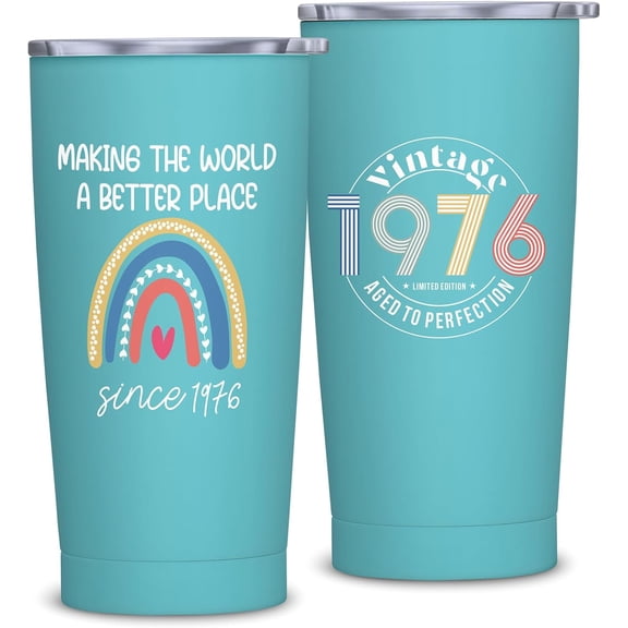 Happy 50th Birthday Gifts for Women, 50th Birthday Gifts for Her, 50 Year Old Bday Decorations for Women, Vintage 1975 Engraved 50 th Tumbler