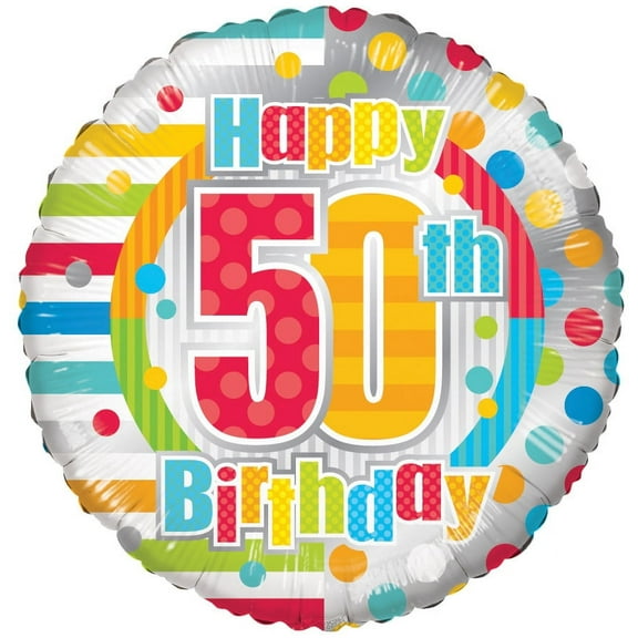 Happy 50th Birthday Mylar Balloons 18 inch - 5 Pack