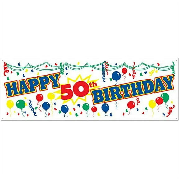 Happy 50th Birthday Sign Banner Party Accessory (1 count) (1/Pkg)