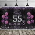 thumbnail image 1 of Happy 55th Birthday Banner, Purple Happy 55th Birthday Party Decorations for Women Her, 55 Year Old Birthday Supplies Backdrop Décor, 1 of 4