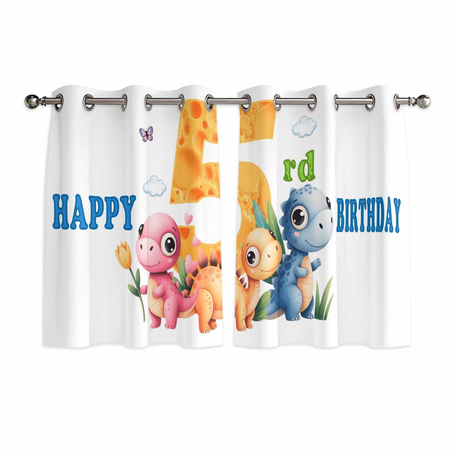 Hapy Rommet Happy 5rd Birthday Kitchen Curtains Window Panels, Cartoon Cute Pink ...
