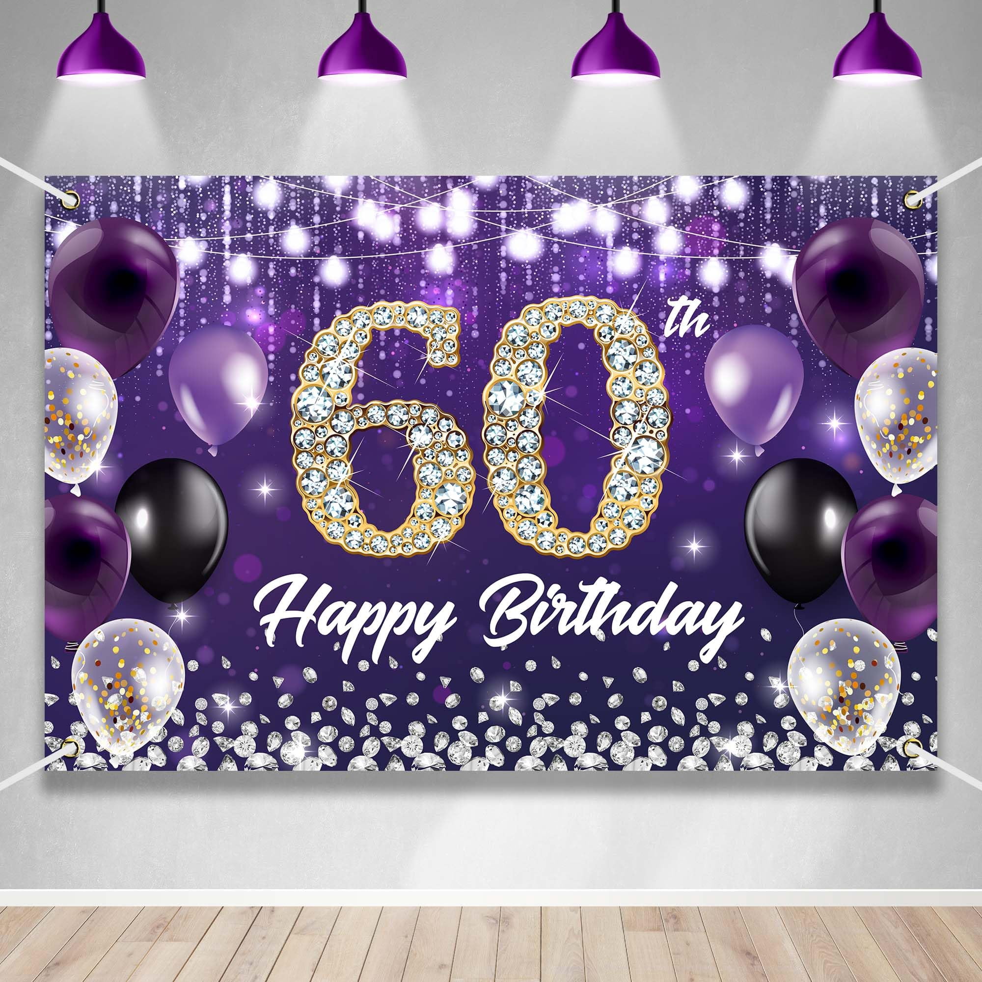 Happy 12th Birthday Backdrop Banner Purple Theme Background With Shiny - View #9