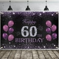 thumbnail image 1 of Happy 60th Birthday Banner, Purple Happy 60th Birthday Party Decorations for Women Her, 60 Year Old Birthday Supplies Backdrop Décor, 1 of 4