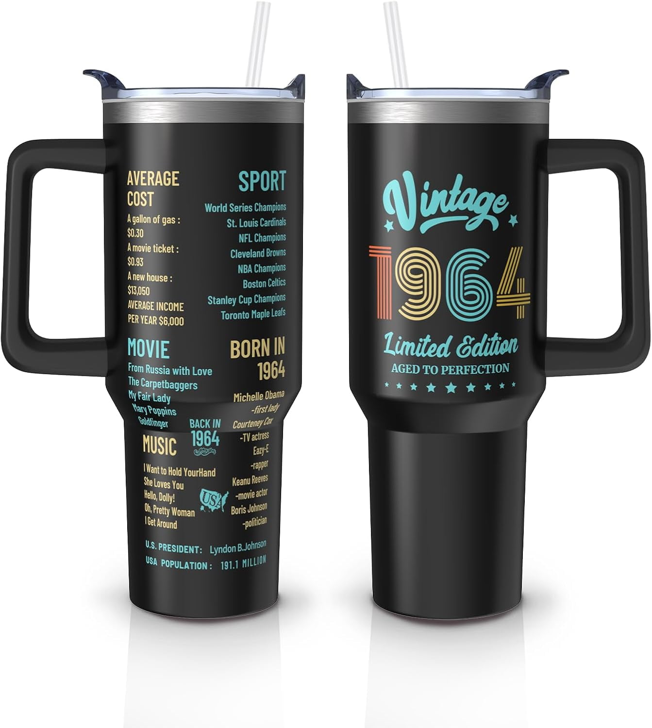 Funny 60th Birthday Gifts For Men – Vintage 1965 Stainless Steel Tumbler, 20oz, Double-Wall Insulated, BPA-Free