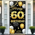 thumbnail image 1 of Happy 60th Birthday Decorations for Men & Women – Black Gold 60th Birthday Banner Backdrop, Fabric Yard Sign, Photo Props for Indoor Outdoor Party, 1 of 6