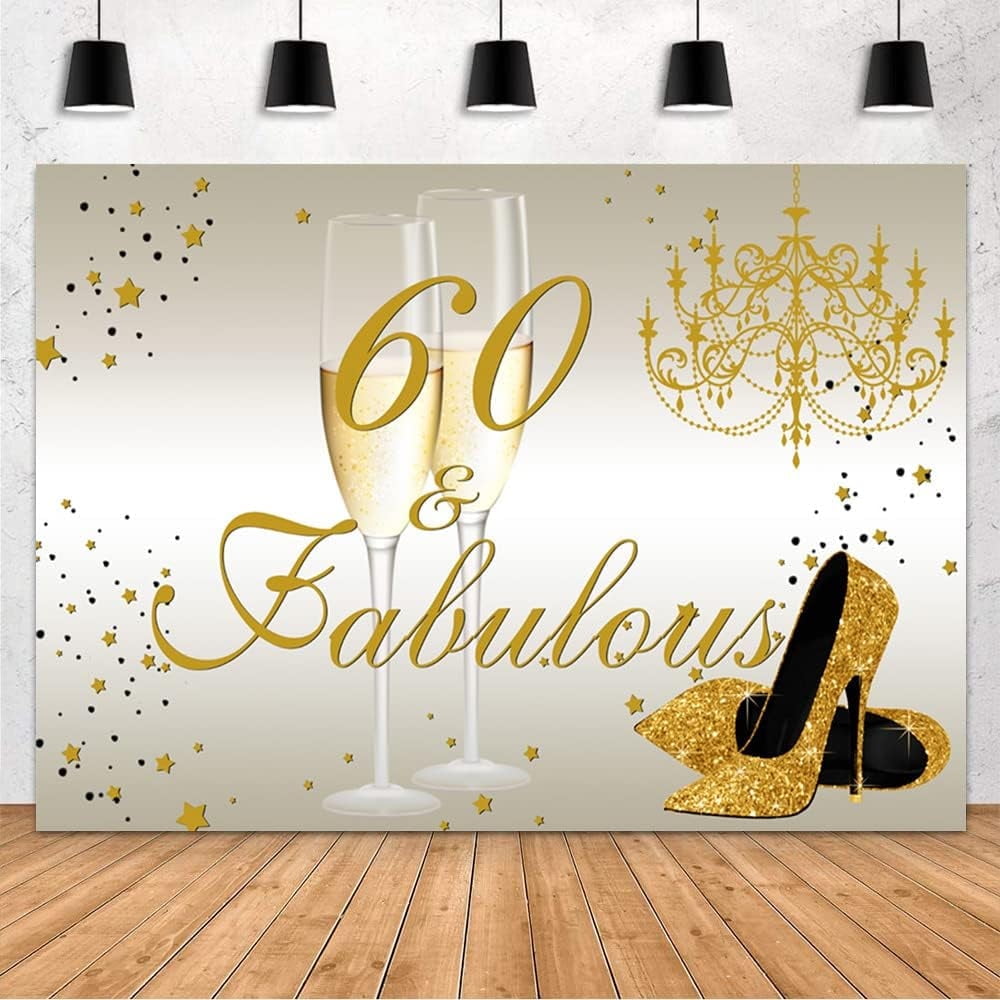 Happy 60th Birthday - 2,7 Meter Vit och Roséguld Holografisk Banner