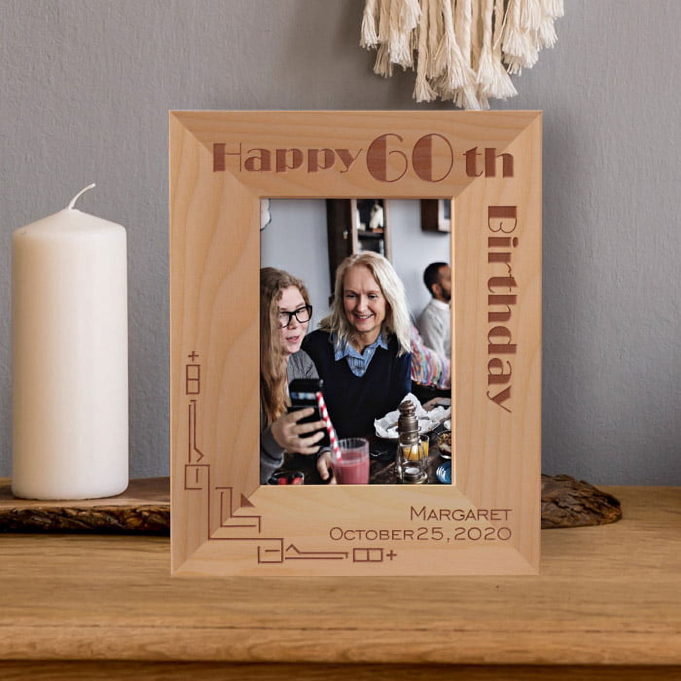 Happy 60th Birthday Personalized Wooden Frame 3 1/2
