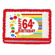 Happy 64th Birthday Edible PEEL N STICK Frosting Photo Image Cake Decoration Topper