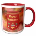thumbnail image 1 of 3drose, Happy 65th Birthday Banner, Cake with Gifts and Balloons, 11oz Two-tone Red Mug, 1 of 6